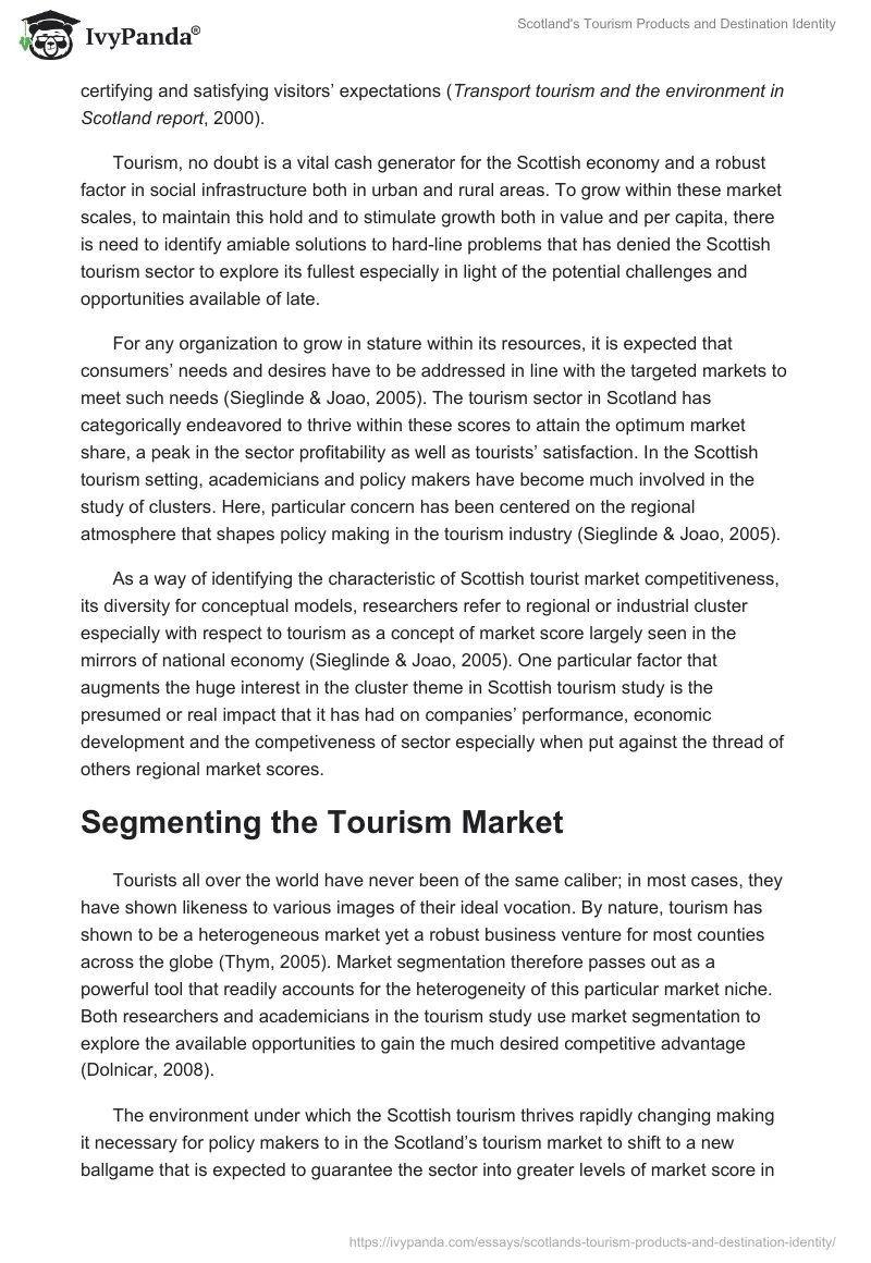 Scotland's Tourism Products and Destination Identity. Page 3