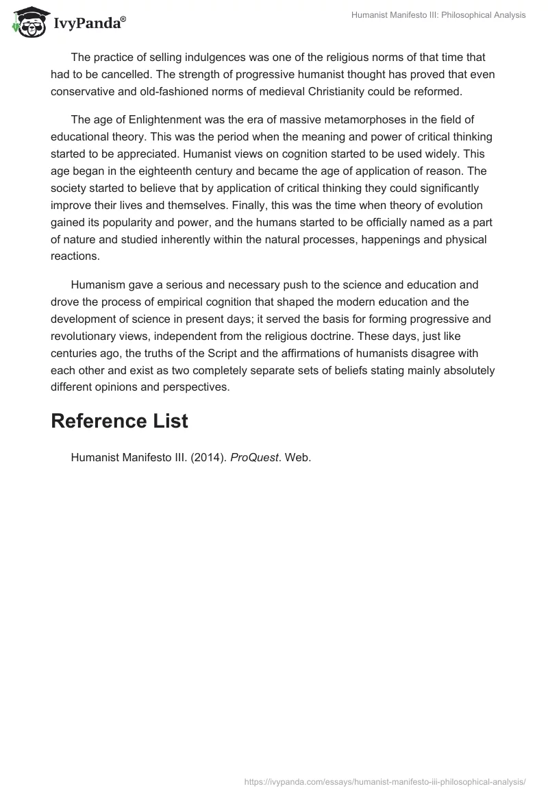 Humanist Manifesto III: Philosophical Analysis. Page 2