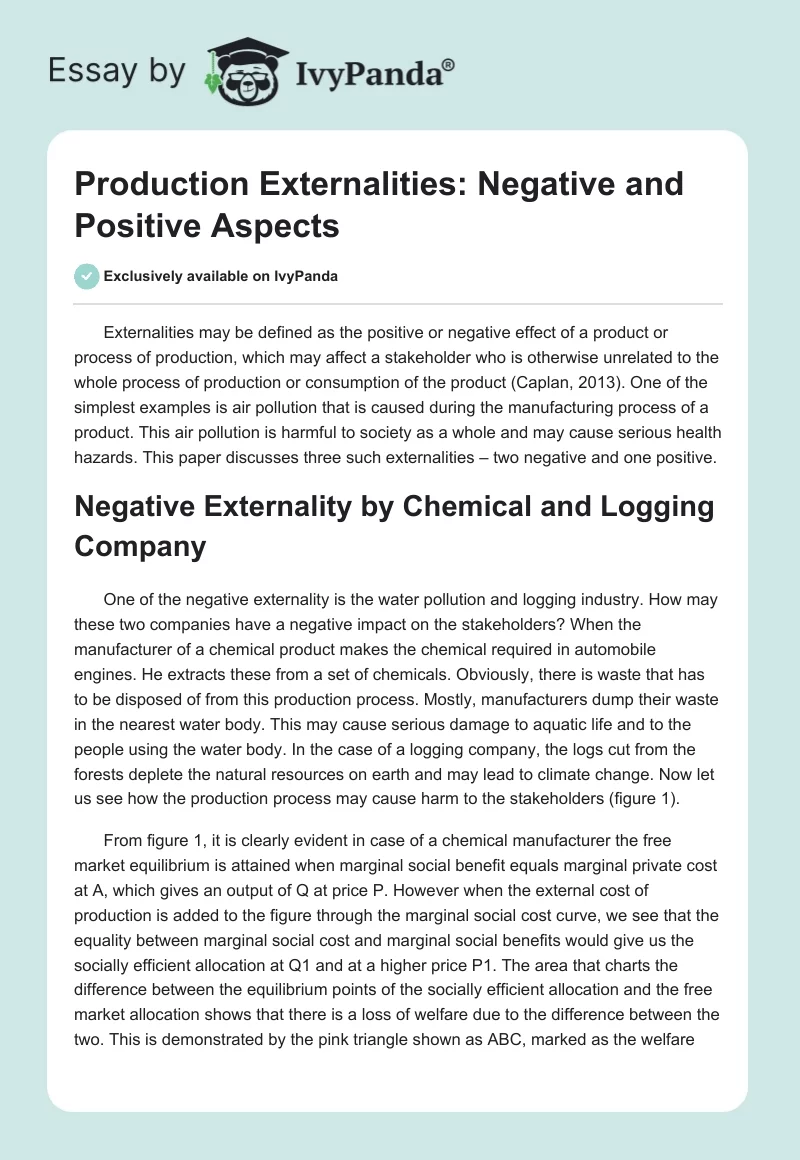 Production Externalities: Negative and Positive Aspects. Page 1