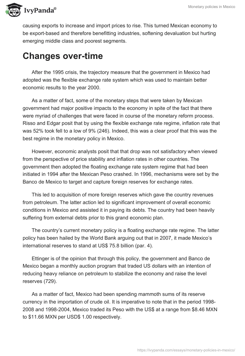 Monetary policies in Mexico. Page 4