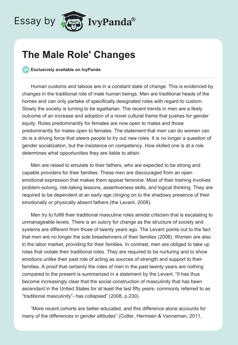 The Male Role' Changes. Page 1