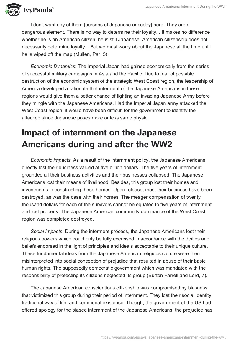 Japanese Americans Internment During the WWII. Page 4