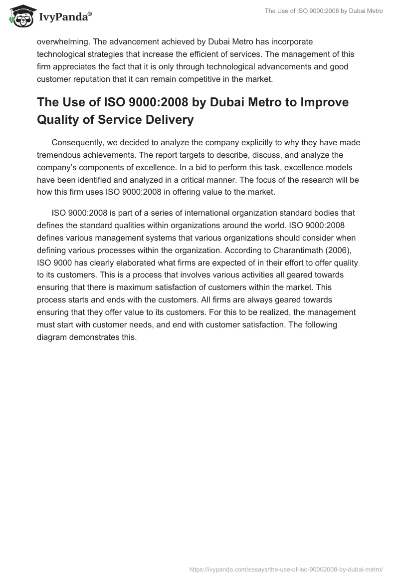 The Use of ISO 9000:2008 by Dubai Metro. Page 4