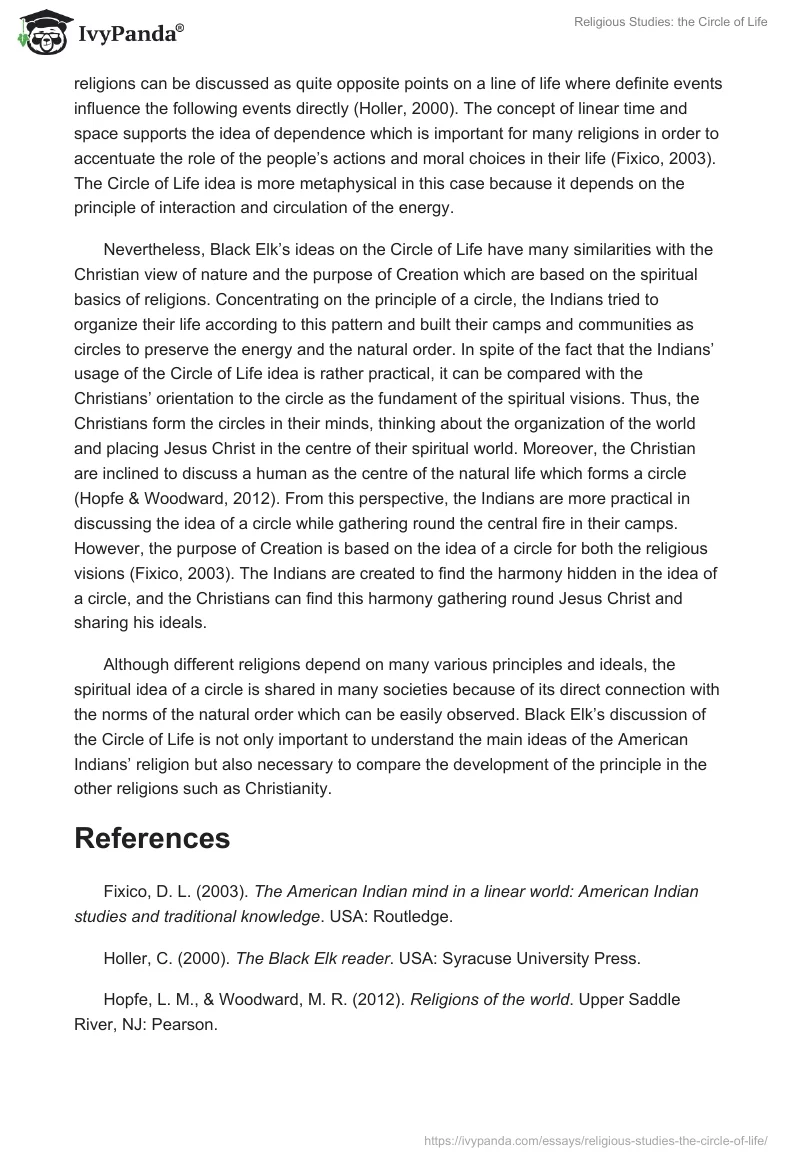 Religious Studies: the Circle of Life. Page 2