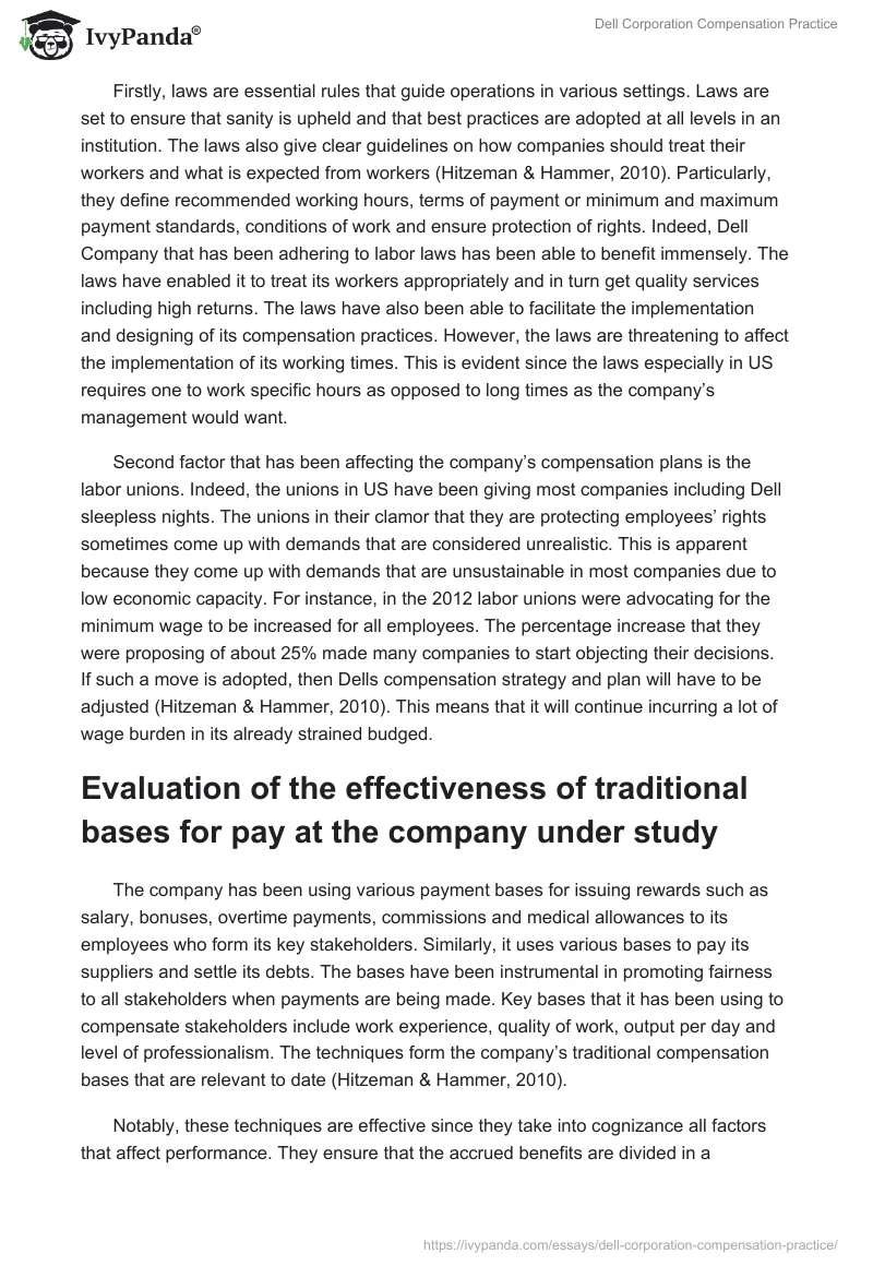 Dell Corporation Compensation Practice. Page 5