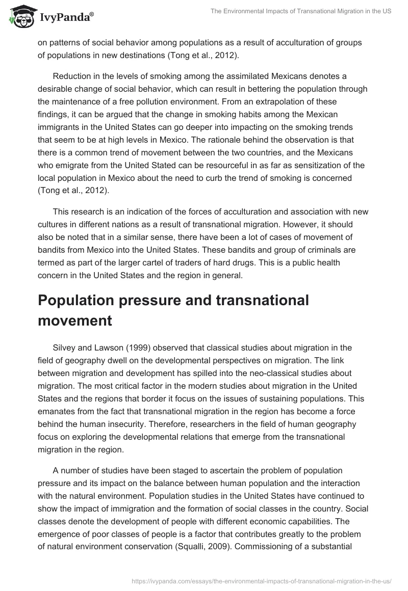 The Environmental Impacts of Transnational Migration in the US. Page 5