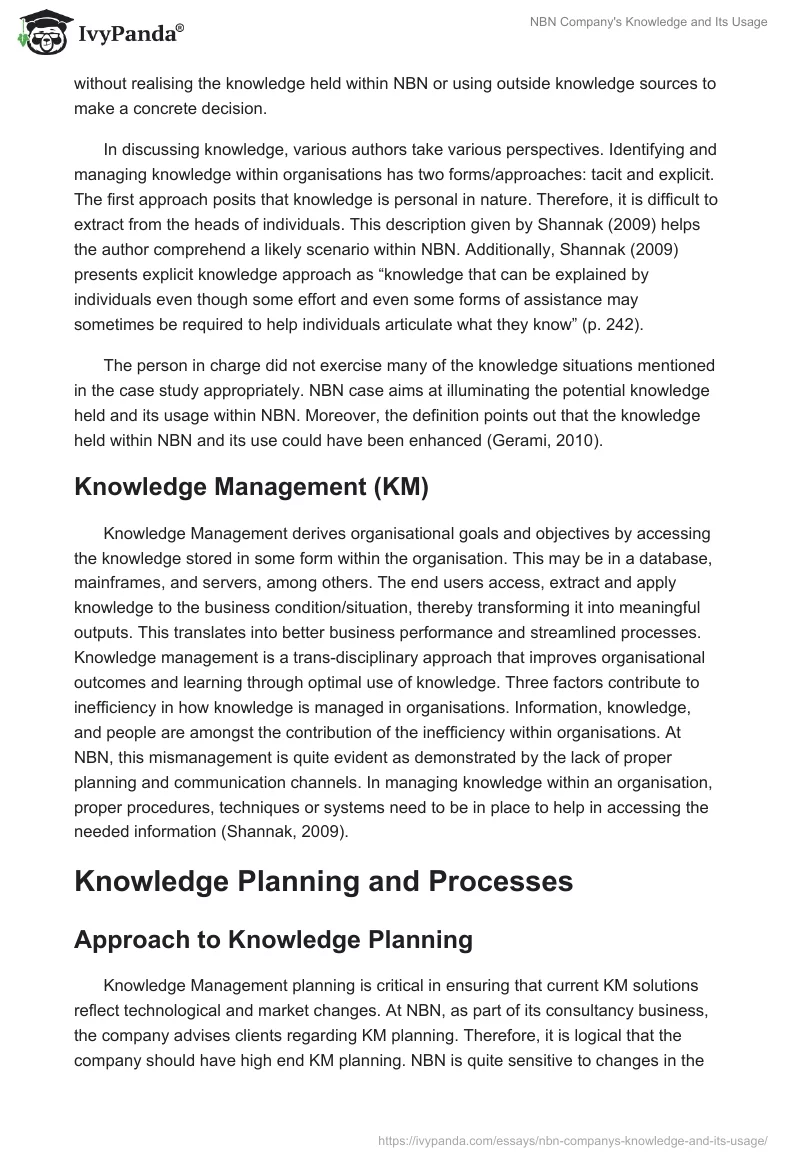 NBN Company's Knowledge and Its Usage. Page 2