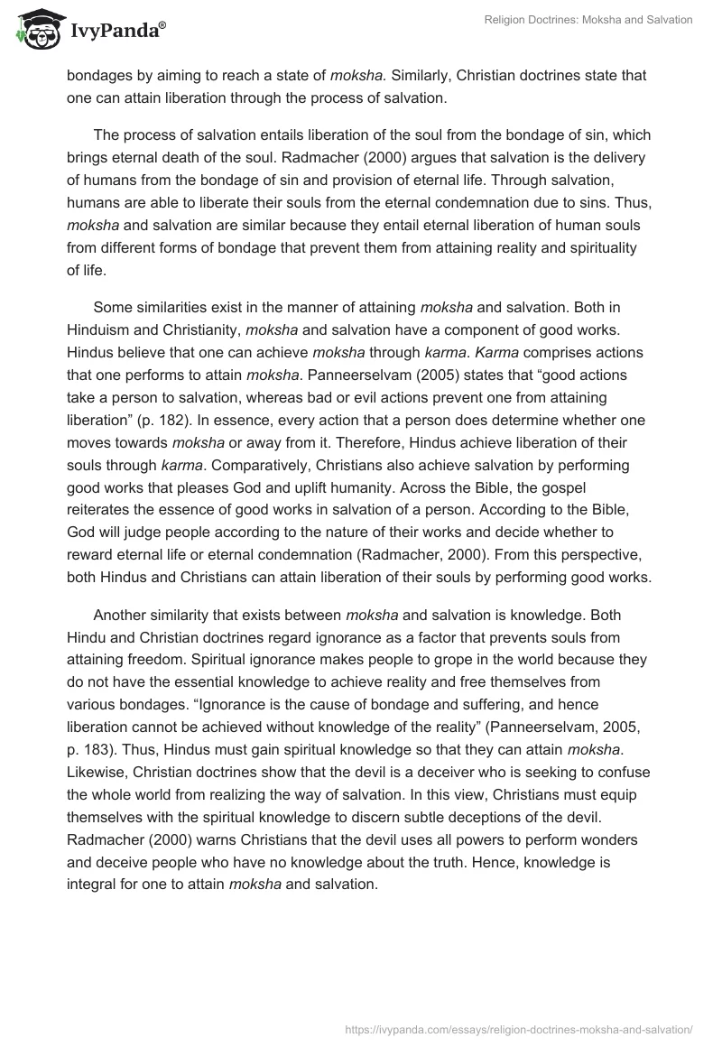 Religion Doctrines: Moksha and Salvation. Page 2