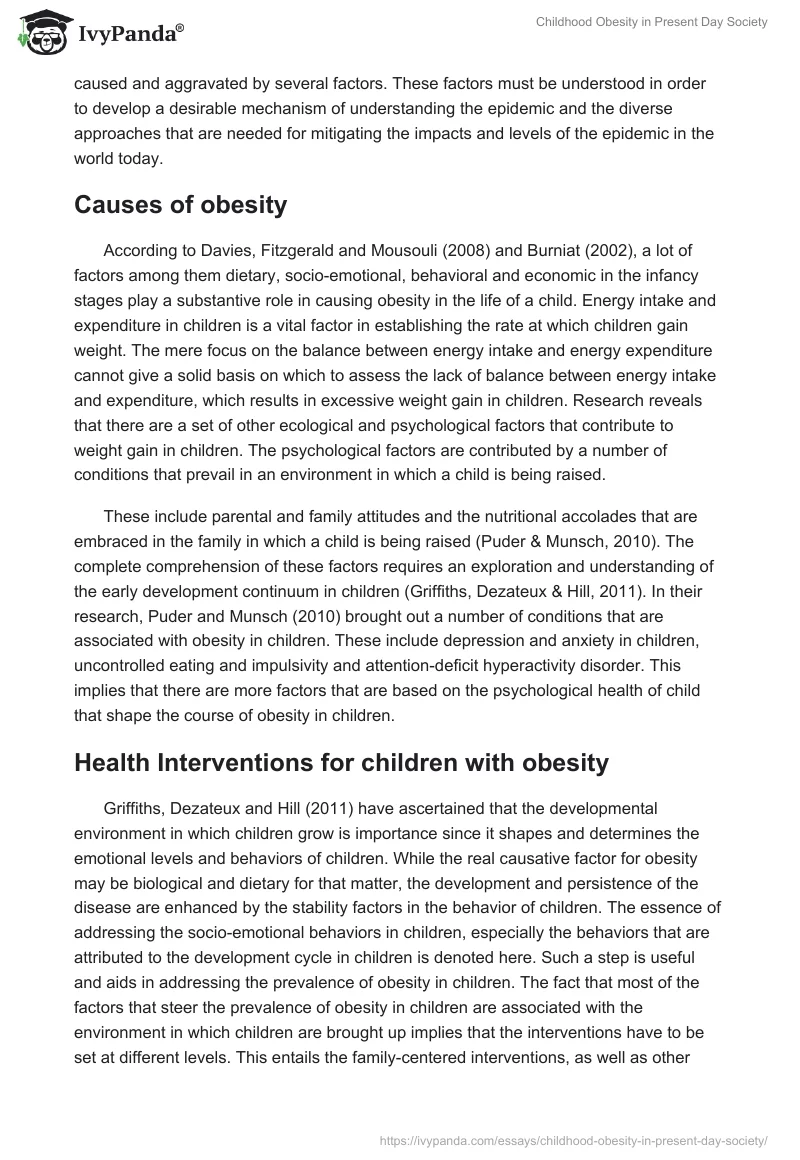 Childhood Obesity in Present Day Society. Page 4