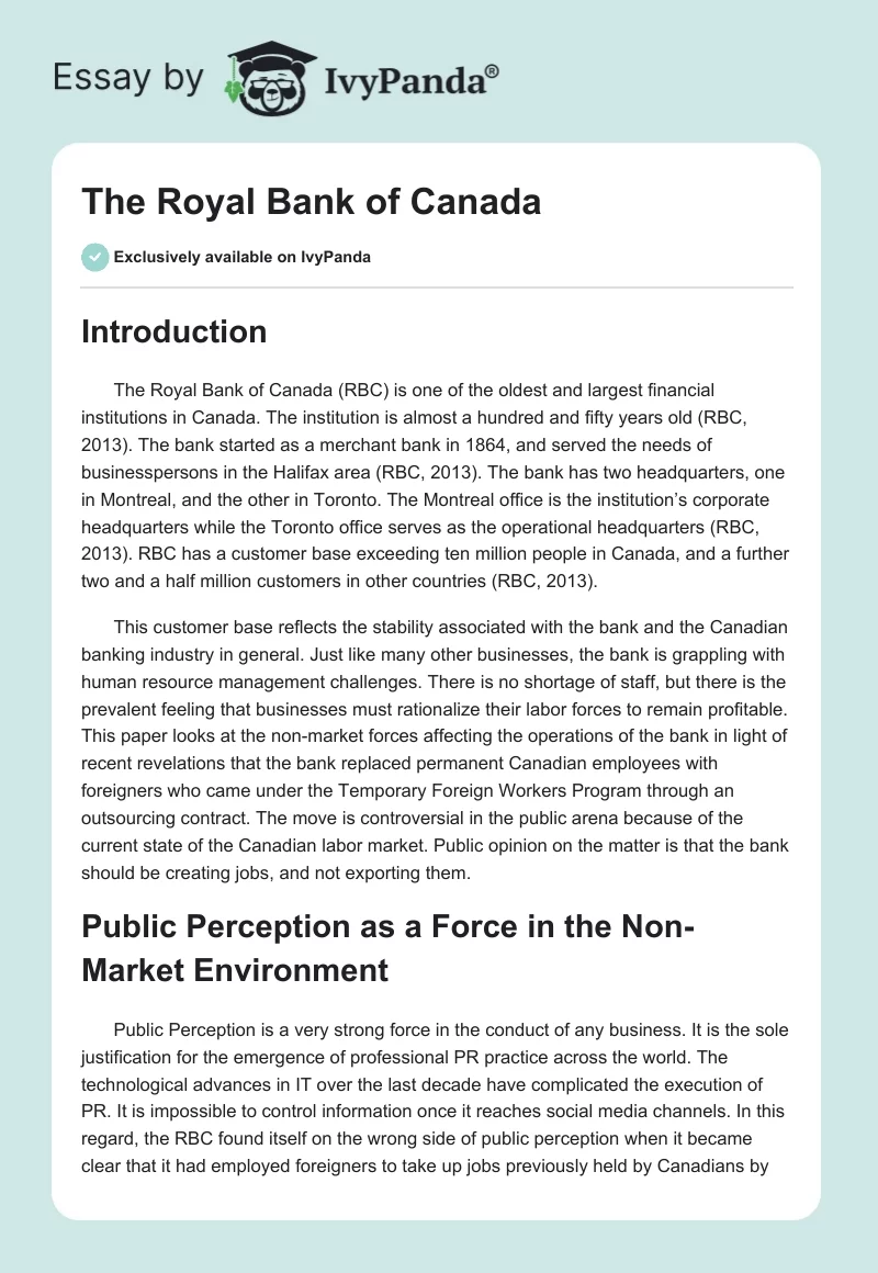 The Royal Bank of Canada. Page 1