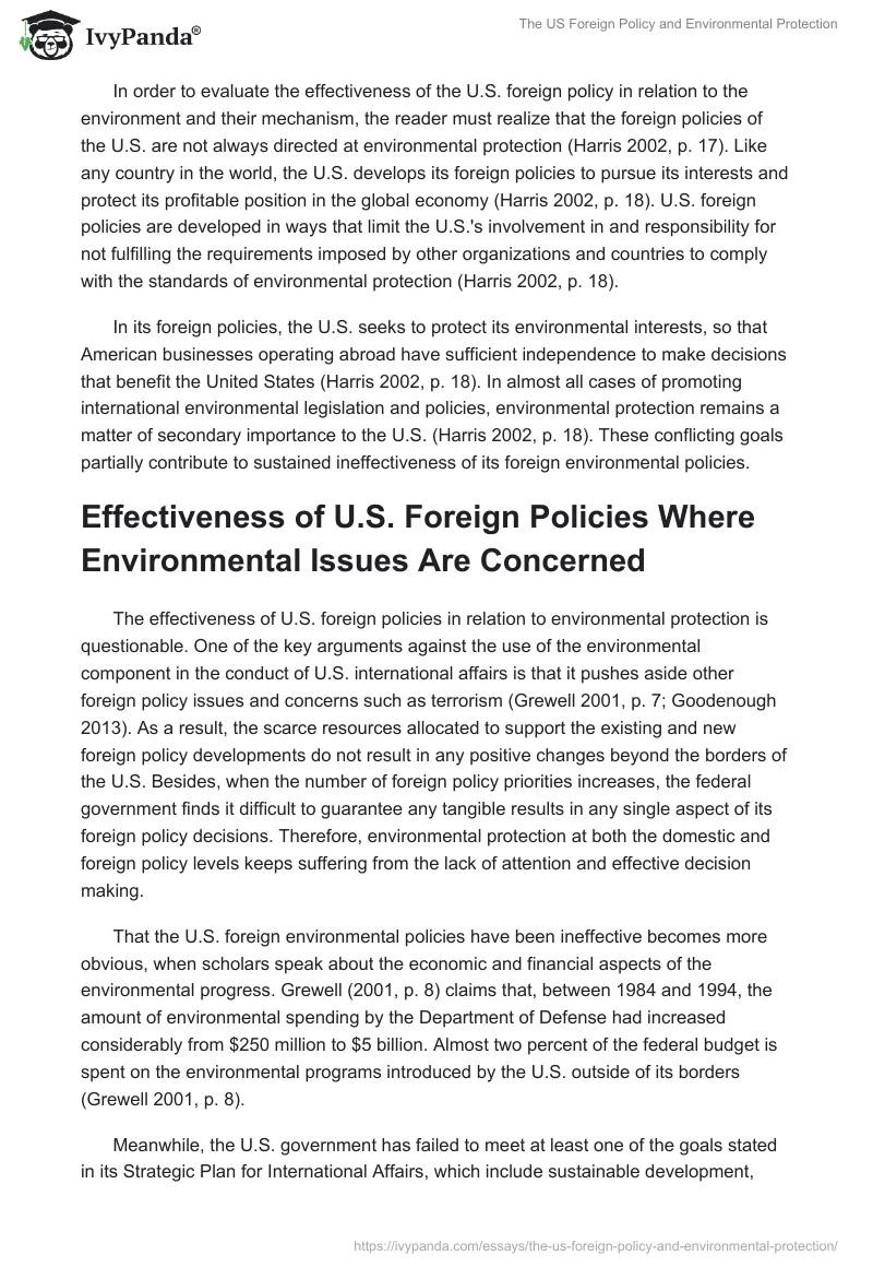 The US Foreign Policy and Environmental Protection. Page 3