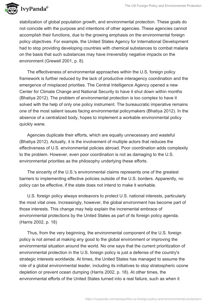The US Foreign Policy and Environmental Protection. Page 4