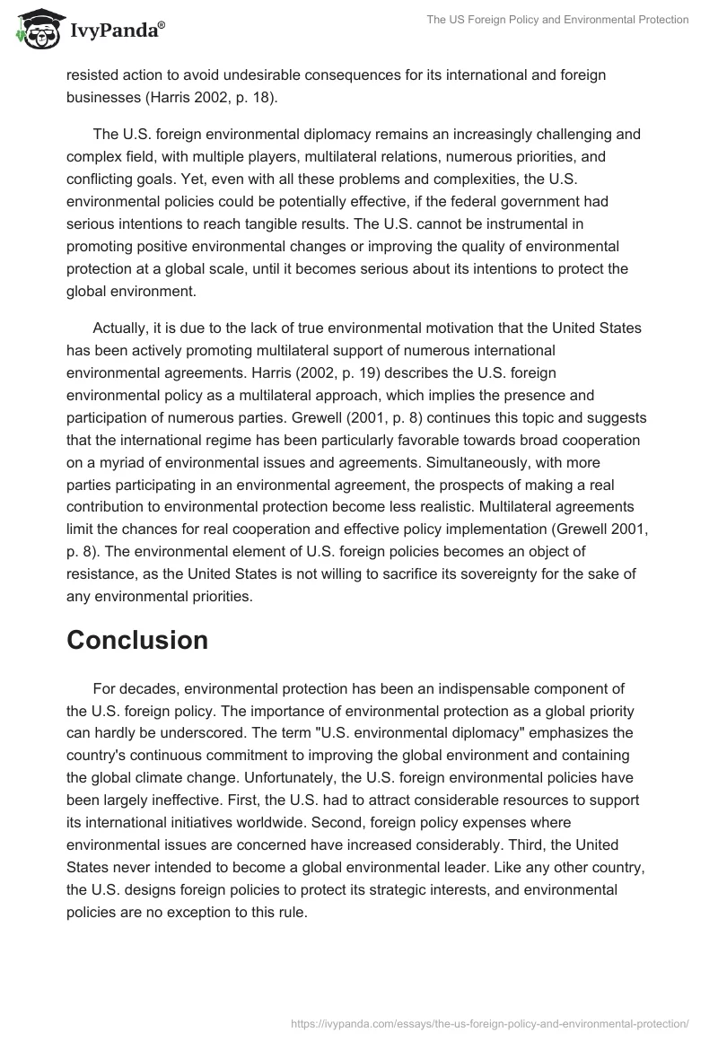 The US Foreign Policy and Environmental Protection. Page 5
