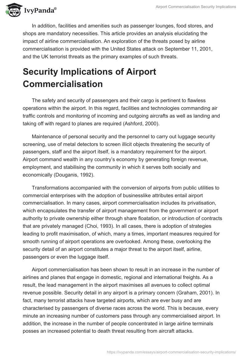 Airport Commercialisation Security Implications. Page 2