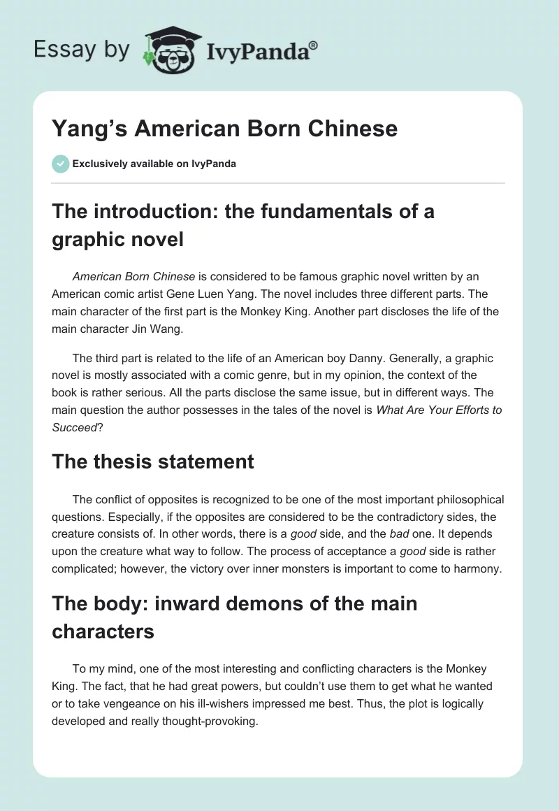 Yang’s American Born Chinese. Page 1