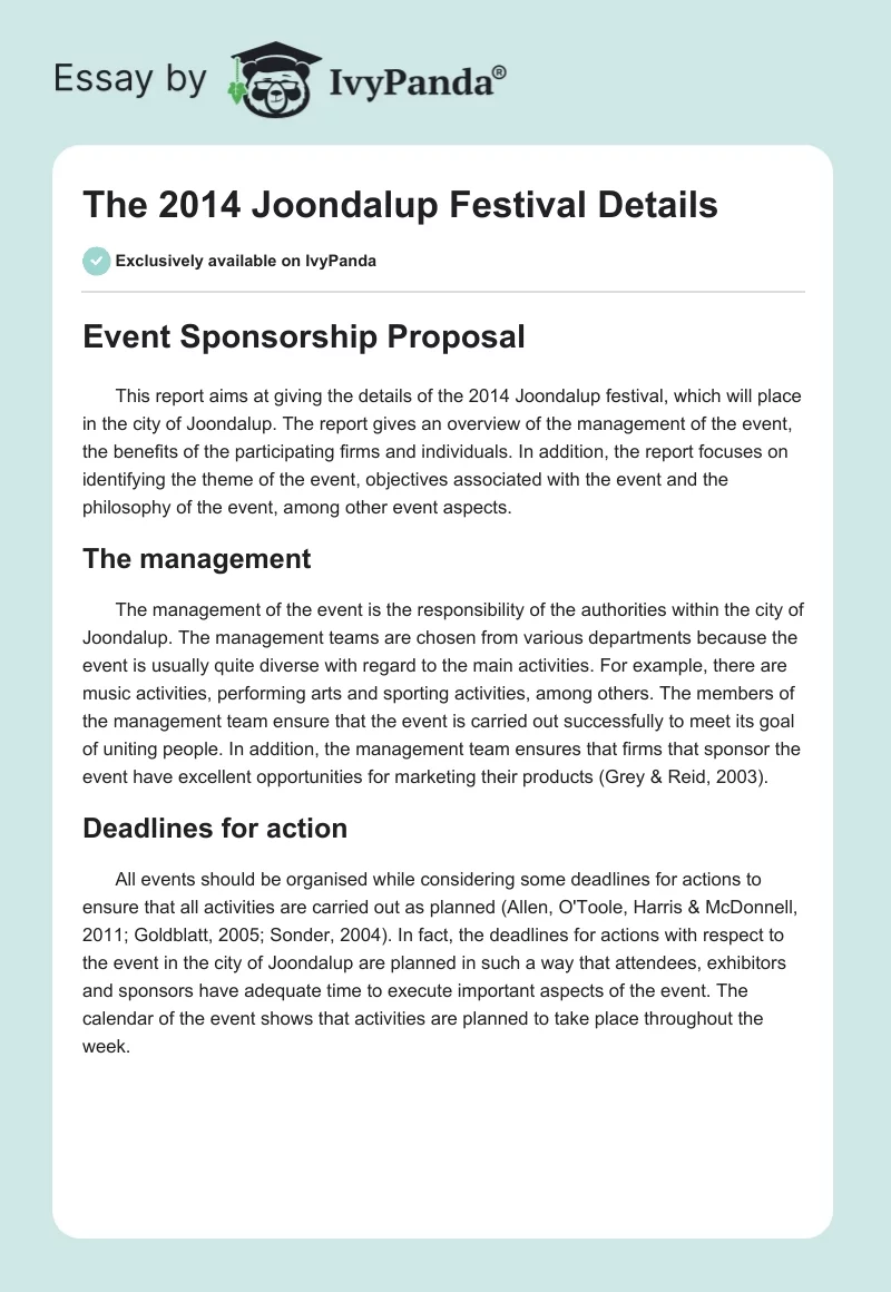 The 2014 Joondalup Festival Details. Page 1