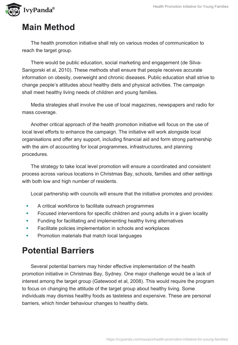 Health Promotion Initiative for Young Families. Page 2