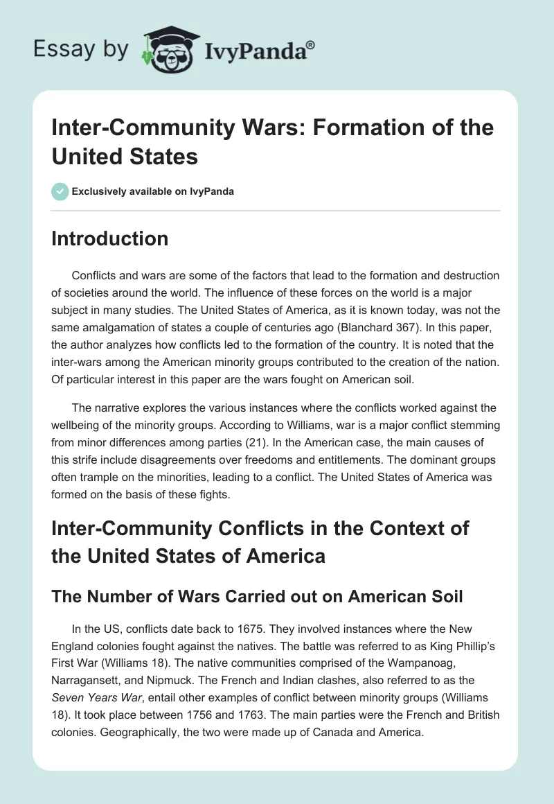 Inter-Community Wars: Formation of the United States. Page 1