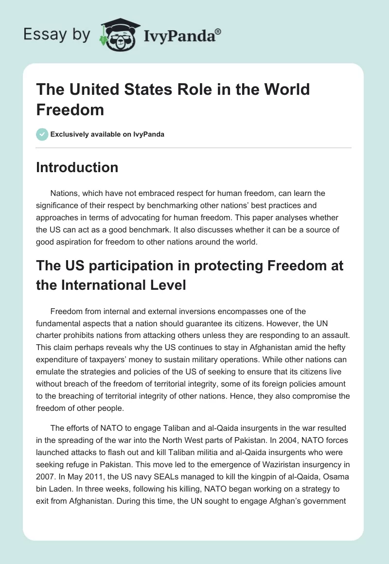 The United States Role in the World Freedom. Page 1