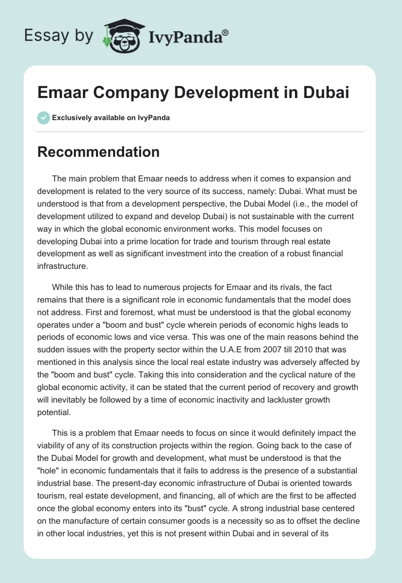 Emaar Company Development in Dubai. Page 1