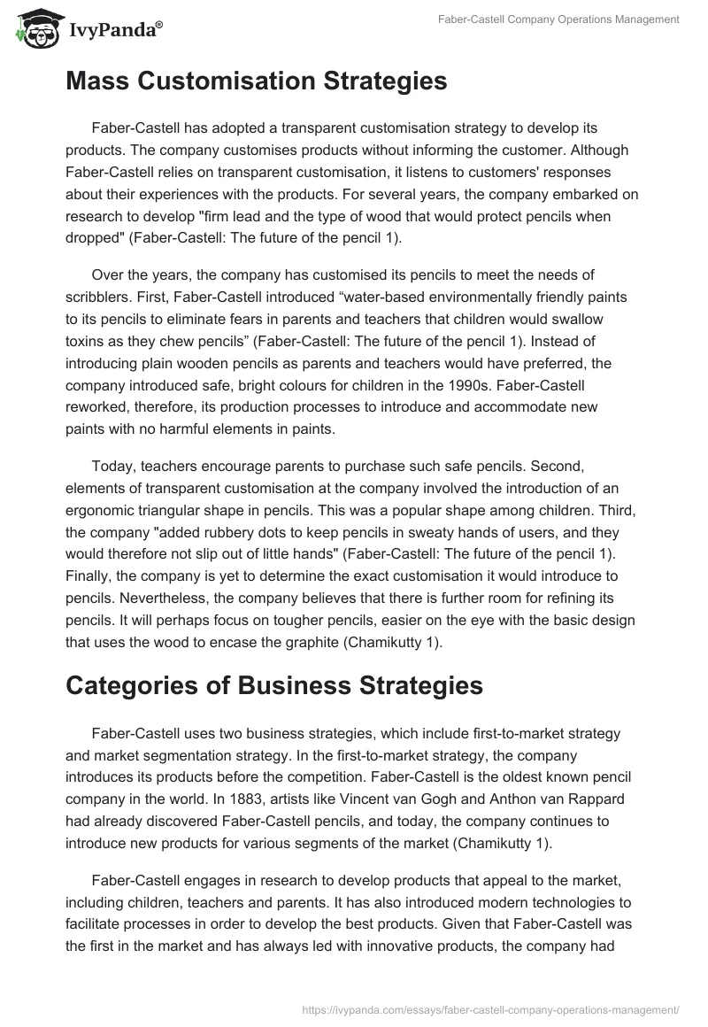 Faber-Castell Company Operations Management. Page 5
