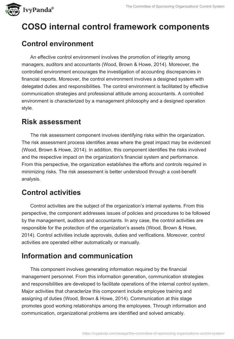 The Committee of Sponsoring Organizations' Control System. Page 3