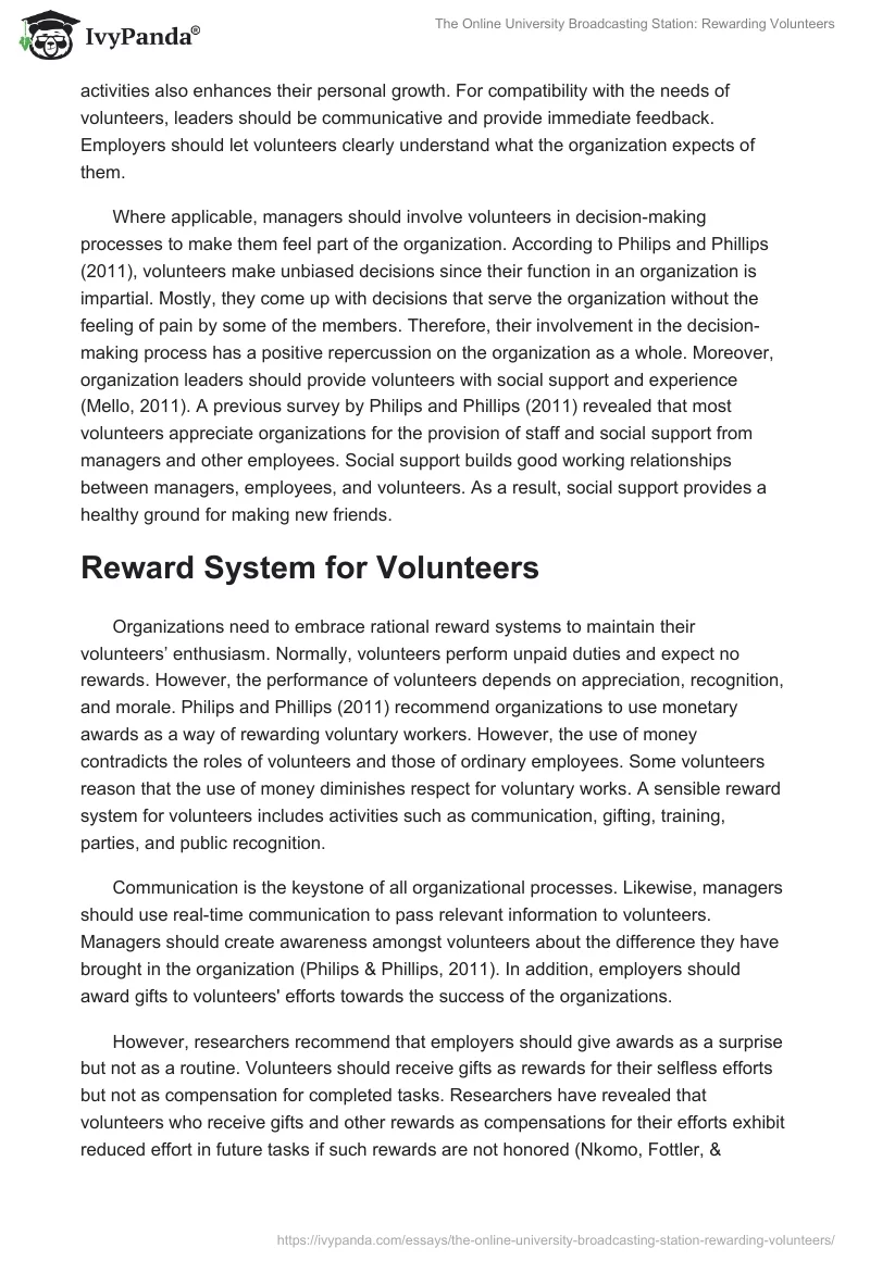 The Online University Broadcasting Station: Rewarding Volunteers. Page 3