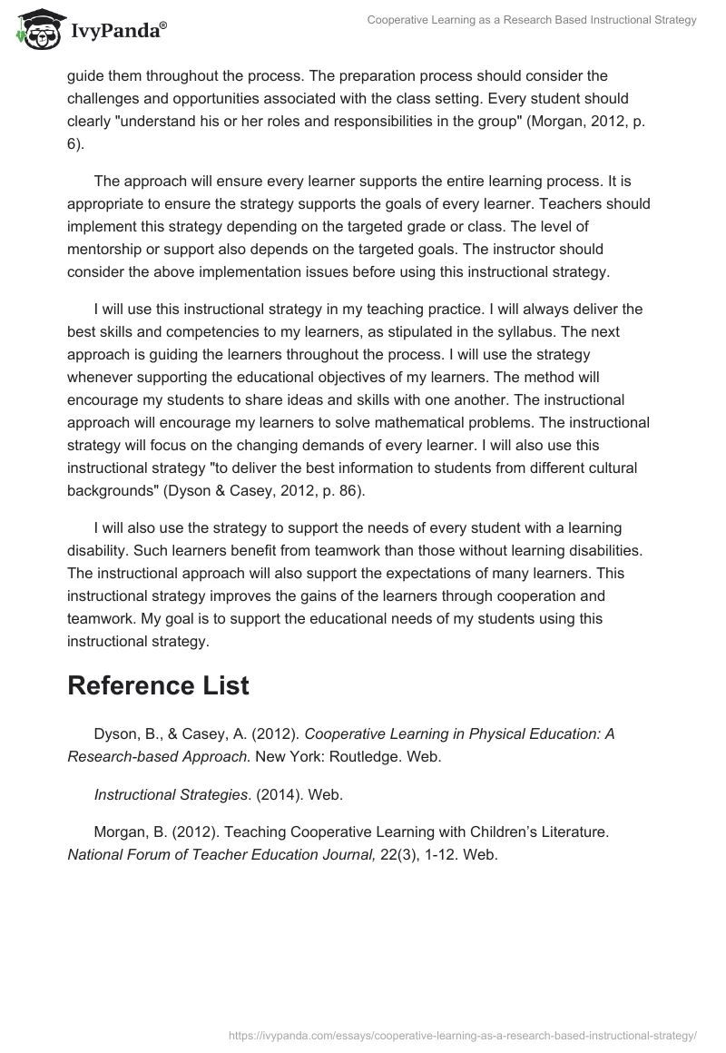 Cooperative Learning as a Research Based Instructional Strategy. Page 4