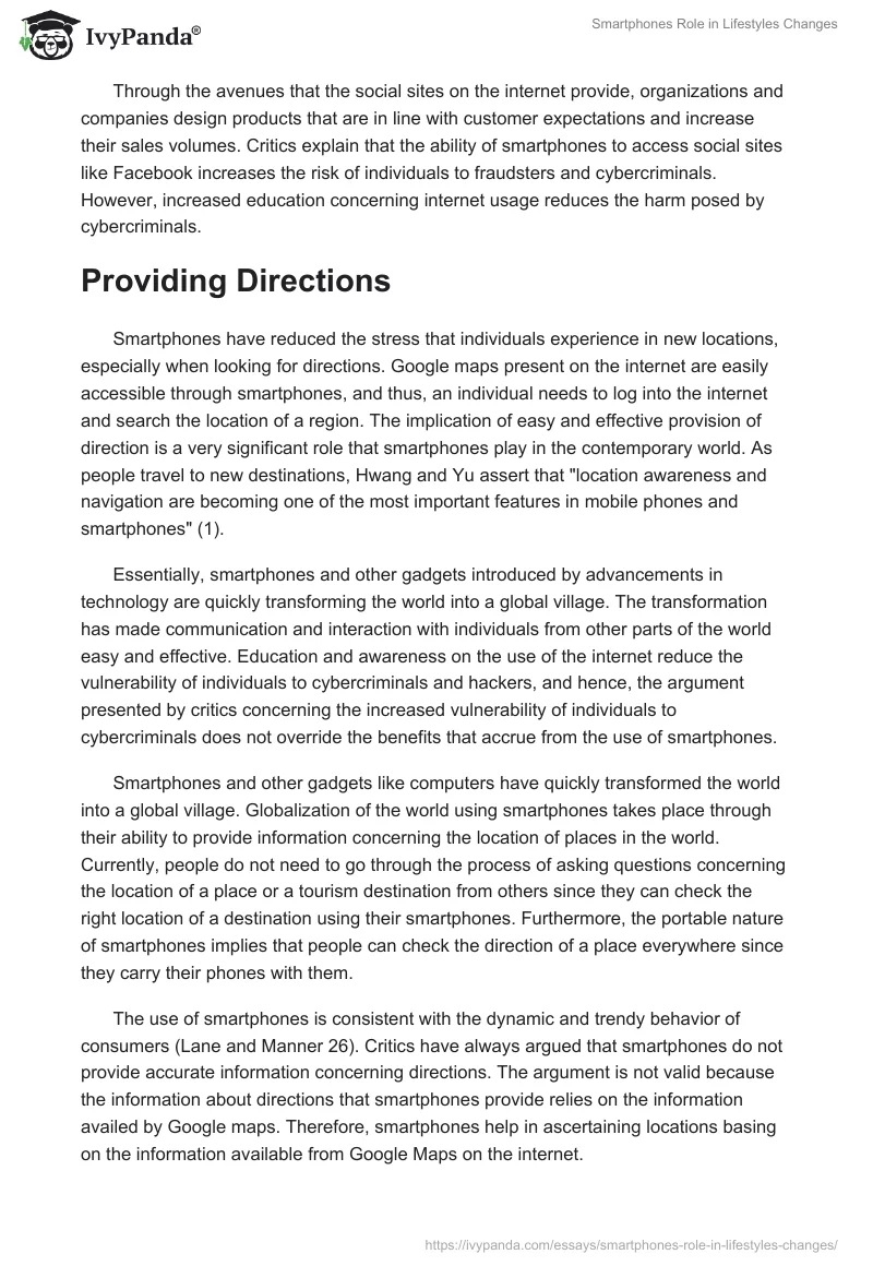 Smartphones Role in Lifestyles Changes. Page 4