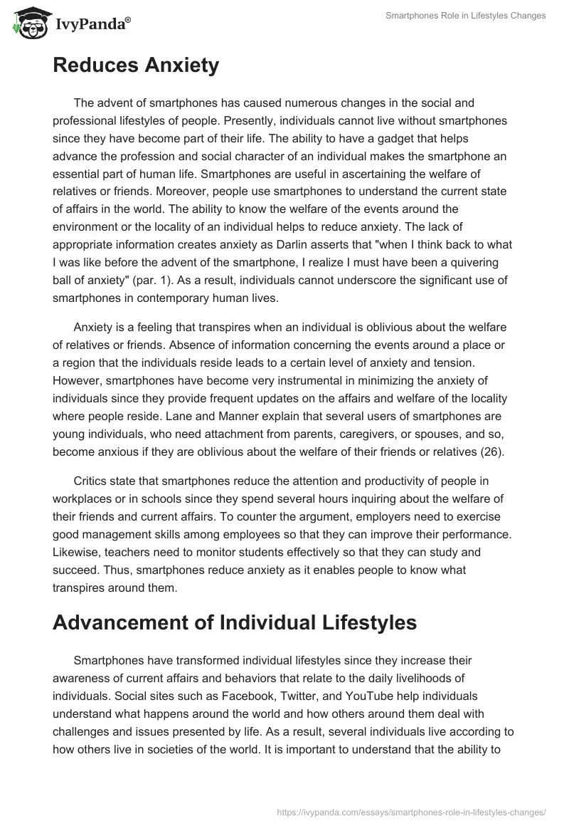 Smartphones Role in Lifestyles Changes. Page 5