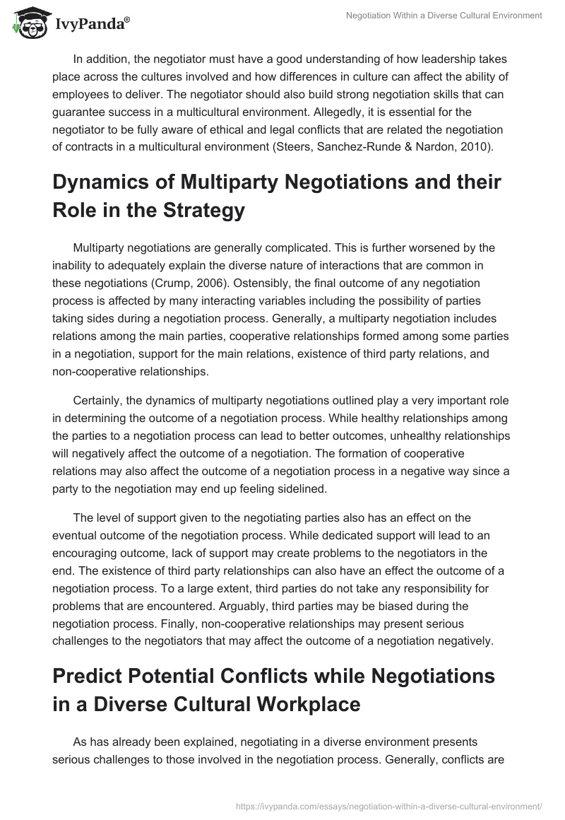 Negotiation Within a Diverse Cultural Environment. Page 3