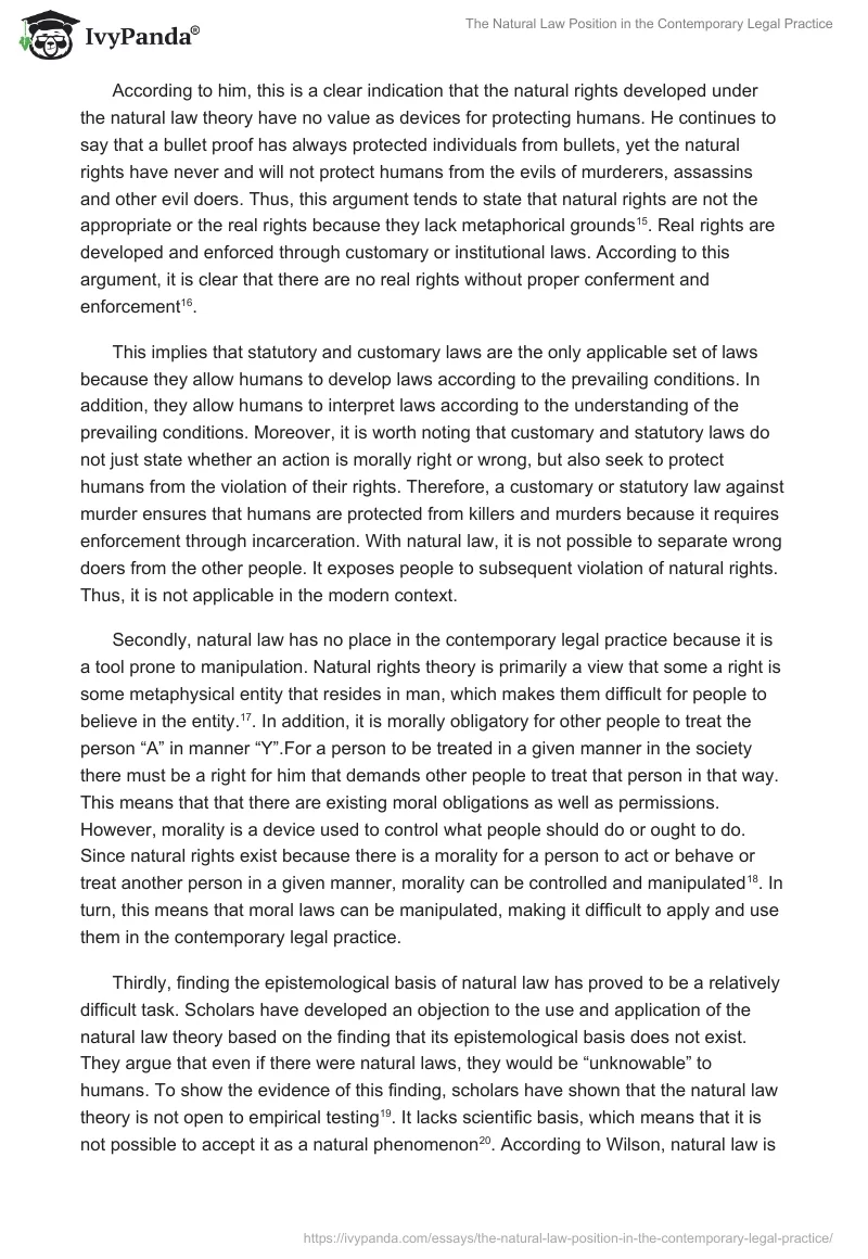 The Natural Law Position in the Contemporary Legal Practice. Page 4