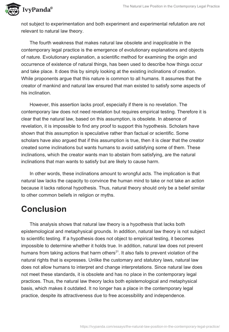 The Natural Law Position in the Contemporary Legal Practice. Page 5