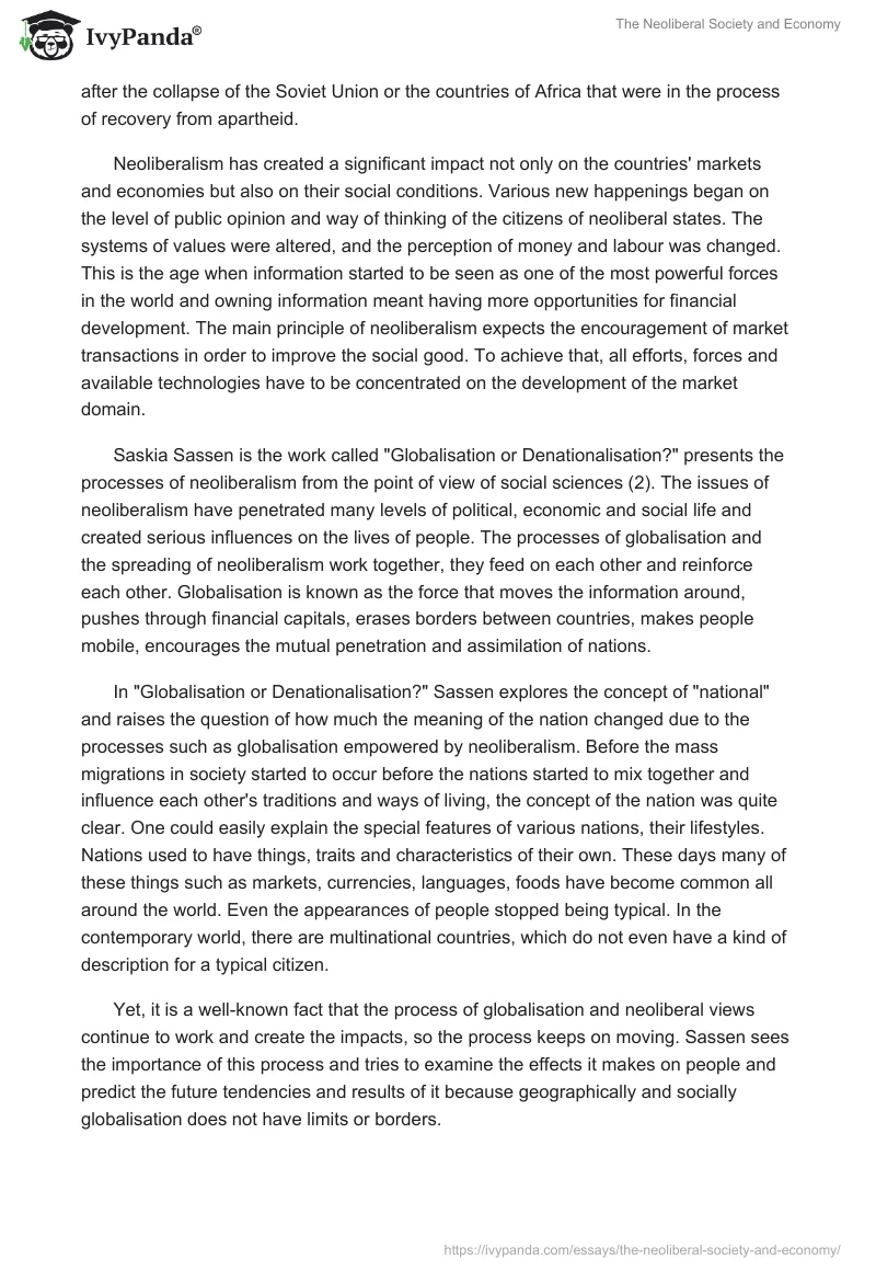 The Neoliberal Society and Economy. Page 2