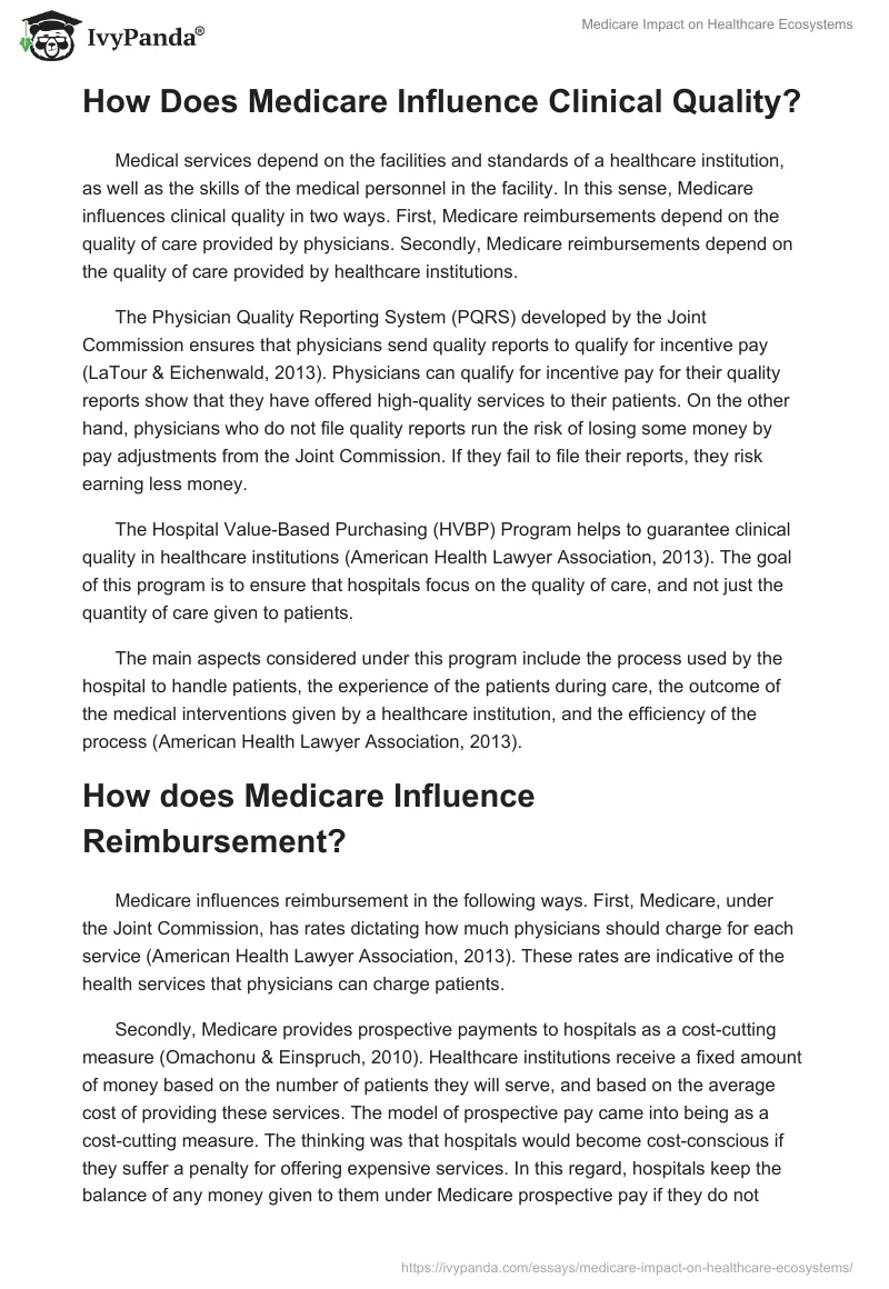 Medicare Impact on Healthcare Ecosystems. Page 2