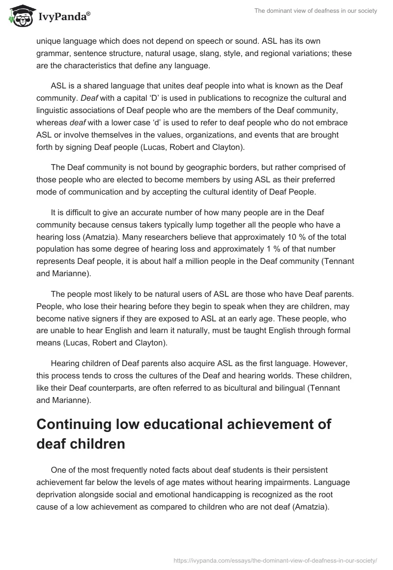 The dominant view of deafness in our society. Page 2