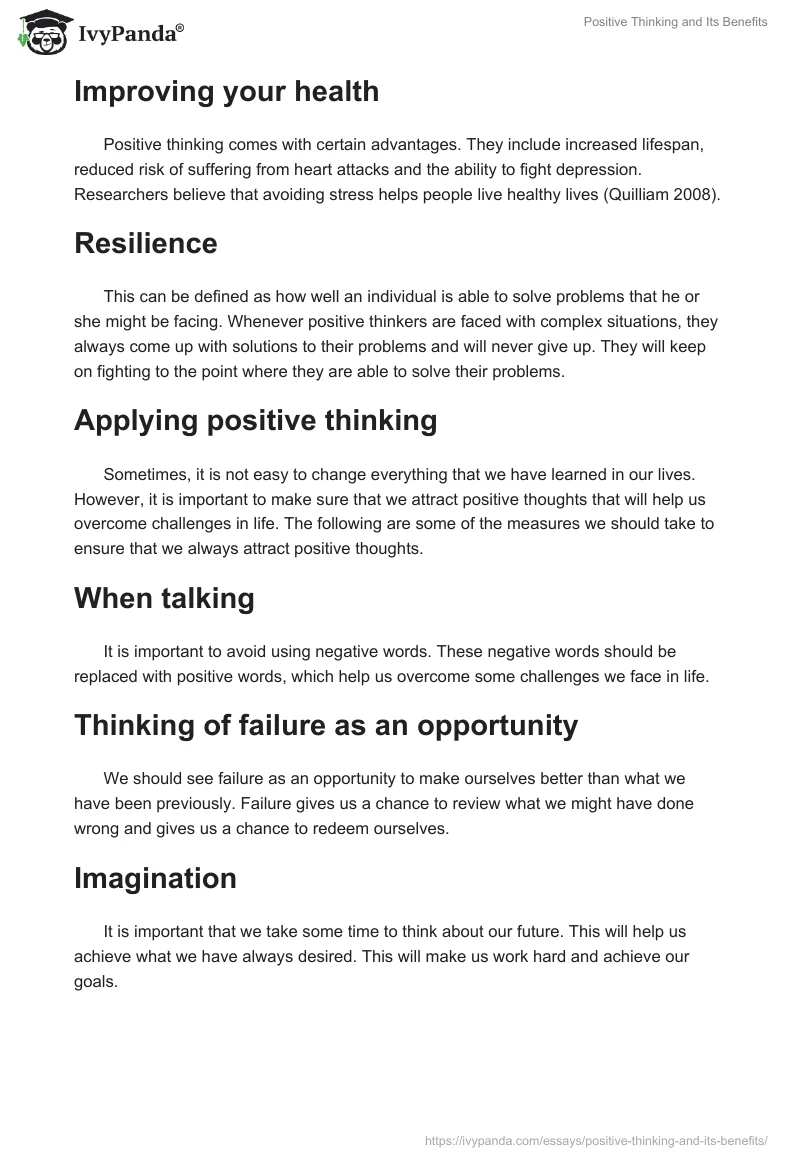Positive Thinking and Its Benefits. Page 2