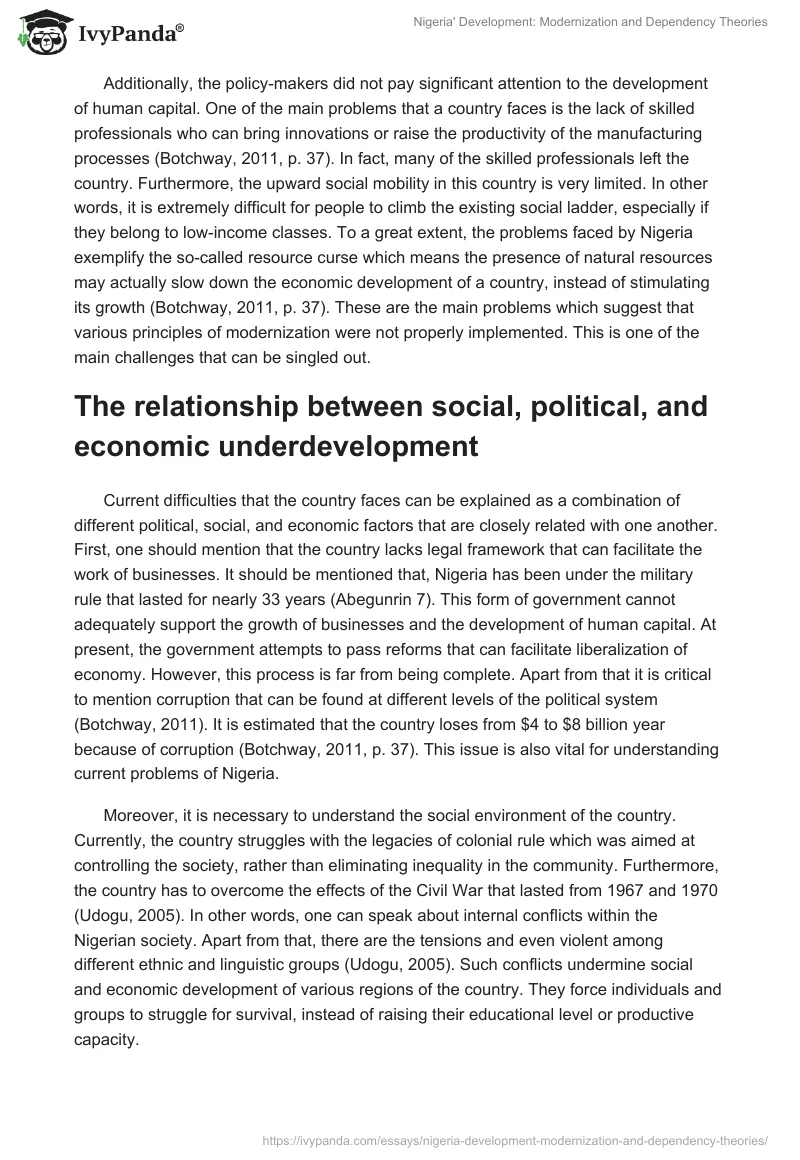 Nigeria' Development: Modernization and Dependency Theories. Page 2