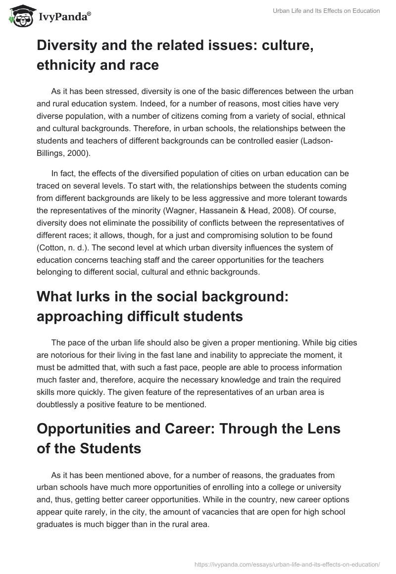 Urban Life and Its Effects on Education. Page 3
