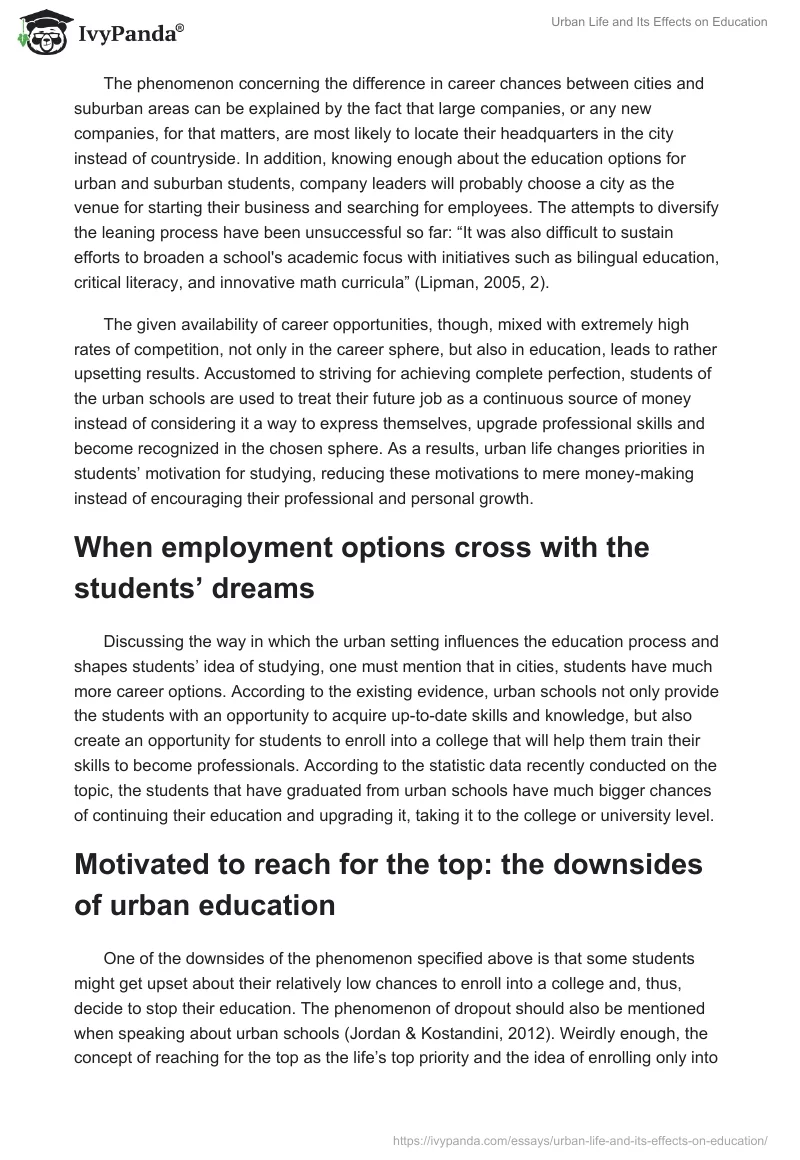 Urban Life and Its Effects on Education. Page 4