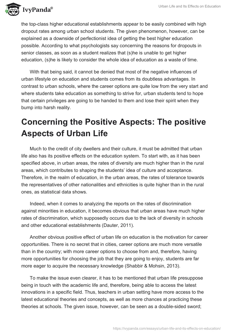 Urban Life and Its Effects on Education. Page 5