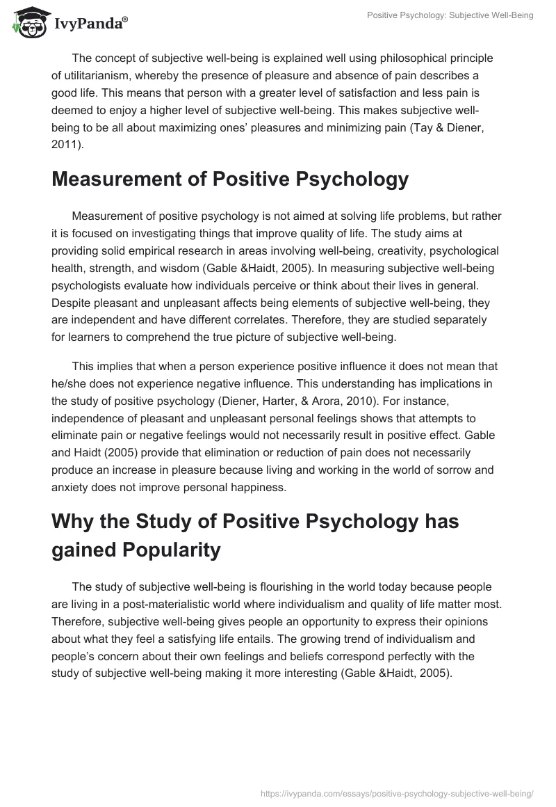 Positive Psychology: Subjective Well-Being. Page 2