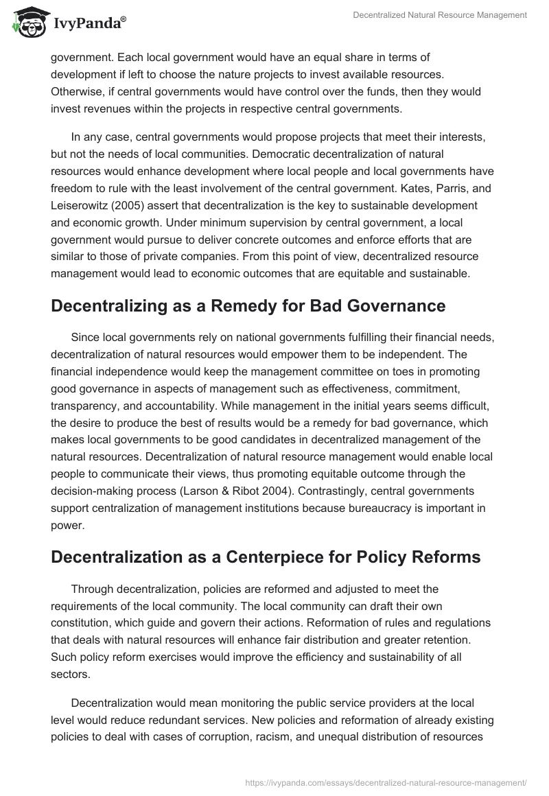 Decentralized Natural Resource Management. Page 2