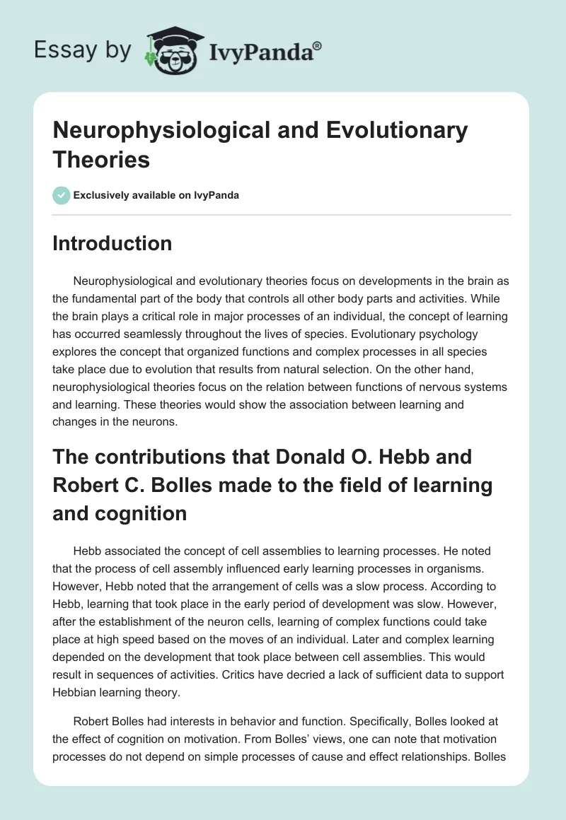 Neurophysiological and Evolutionary Theories. Page 1