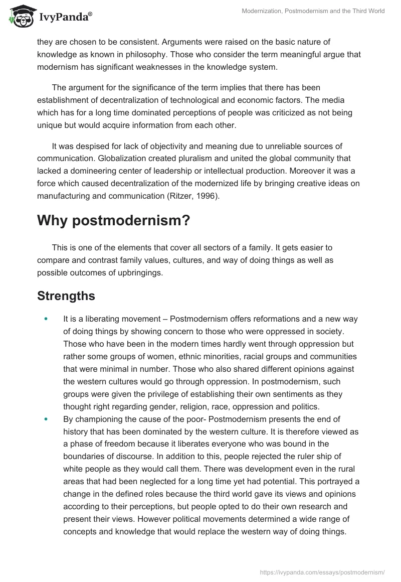 Modernization, Postmodernism and the Third World. Page 2