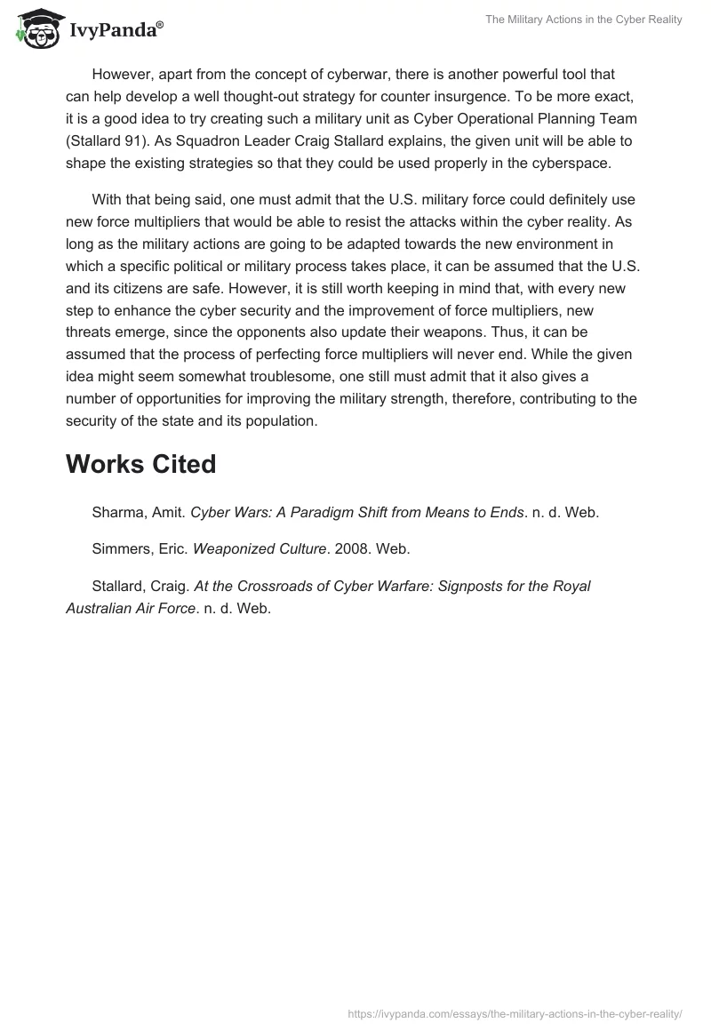 The Military Actions in the Cyber Reality. Page 2