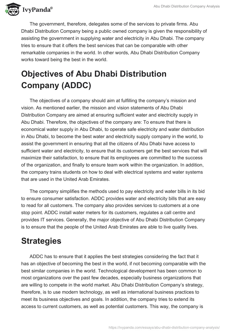 Abu Dhabi Distribution Company Analysis. Page 3