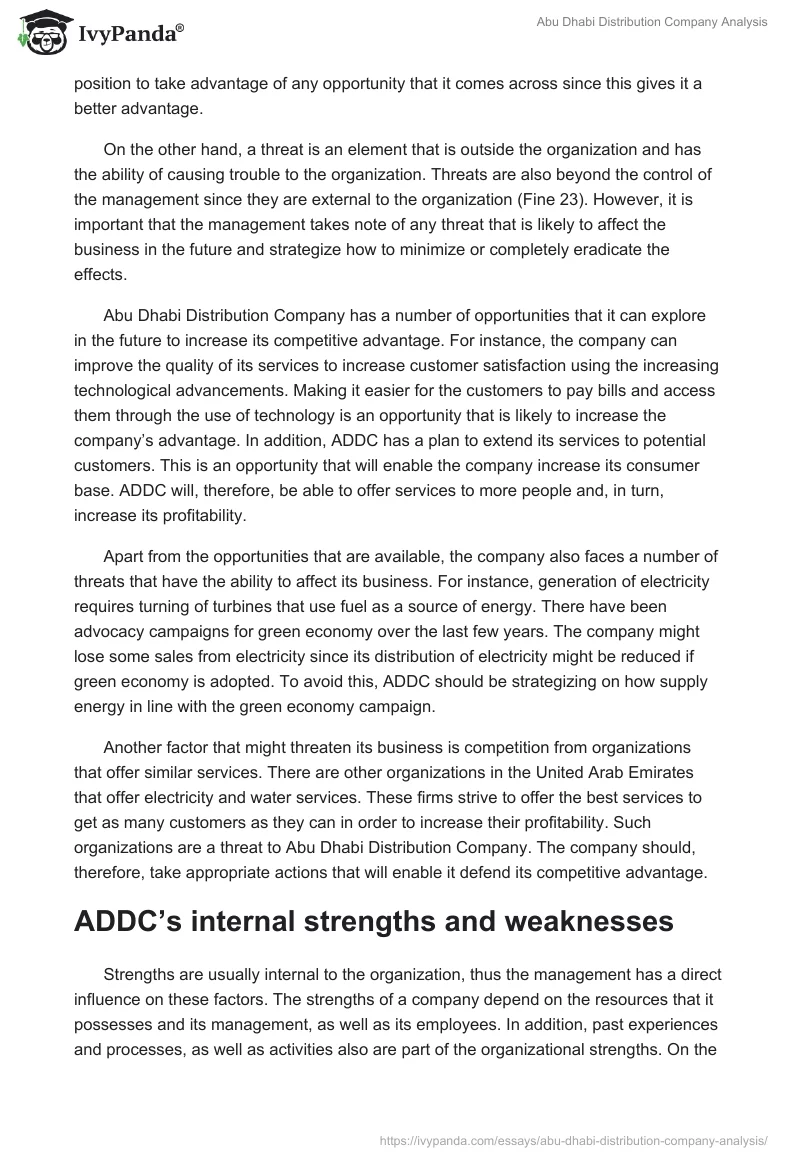 Abu Dhabi Distribution Company Analysis. Page 5