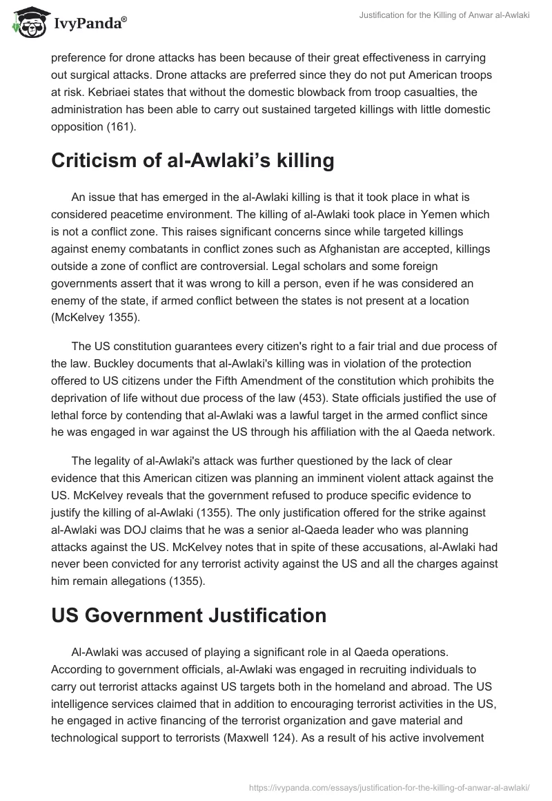 Justification for the Killing of Anwar al-Awlaki. Page 2