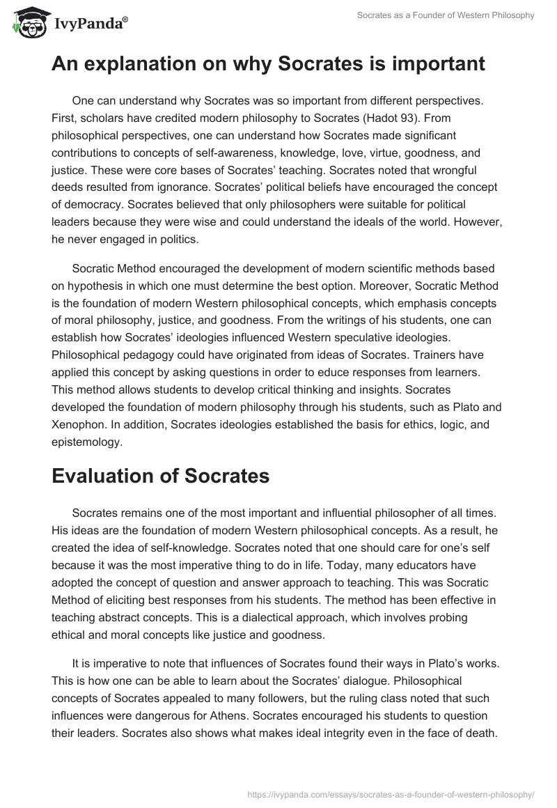 Socrates as a Founder of Western Philosophy. Page 3
